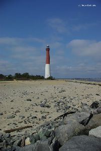 Rocks build up the shoreline.