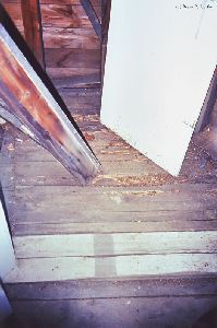 Some of the floorboards are in bad shape.