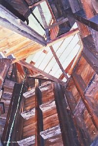 Looking up at the lantern room.