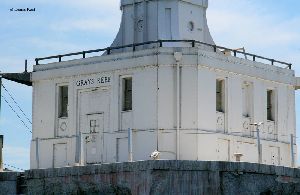 The door leading into the lighthouse.