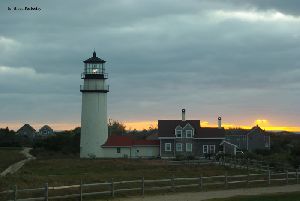 The light shines from the tower.