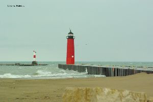 Waves sweep the beach.