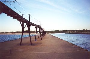 The end of the pier looking back at shore.