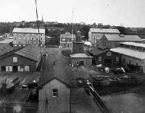 The General Lighthouse Depot, circa 1885, showing the Romer Shoal Lighthouse.