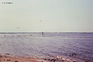 The lighthouse way off in the distance.