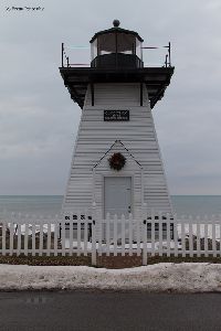Front view of the Olcott Lighthouse.