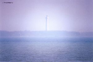 Memorial tower from out on the water.