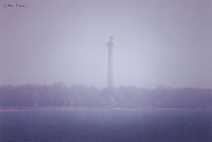 Memorial tower from out on the water.