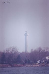 Close up of memorial tower.