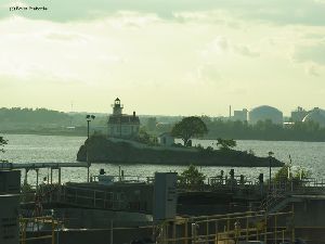 The pollution control facility in the foreground.