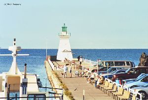 The lighthouse looking out into Lake Erie.