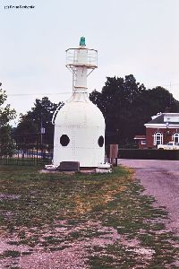 The bottle light on the grounds of the Dunkirk Lighthouse.