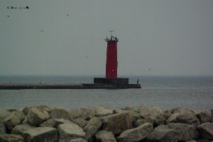 The lighthouse out on the breakwater.
