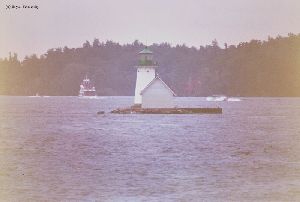 Close up of the lighthouse and island.